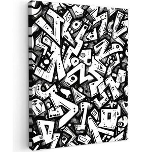 MuchoWow OBRAZ NA PLÁTNĚ Tvary - písmena - graffiti - černá 30x40 cm obraz