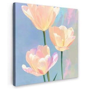 MuchoWow OBRAZ NA PLÁTNĚ Tulipány - růžové akcenty - modré 50x50 cm obraz