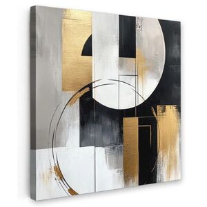 MuchoWow OBRAZ NA PLÁTNĚ Abstraktní - Zlato - Stříbro - Tvary - Estetika 20x20 cm obraz