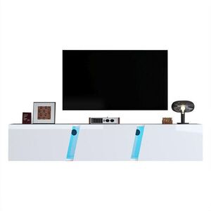 FLIEKS KOMODA POD TELEVIZI 180 cm Nástěnná Bílý Lesk LED 75 Zoll obraz