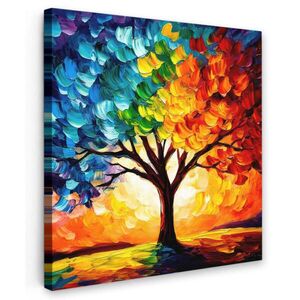 MuchoWow OBRAZ NA PLÁTNĚ Strom - umění - příroda - západ slunce 20x20 cm obraz