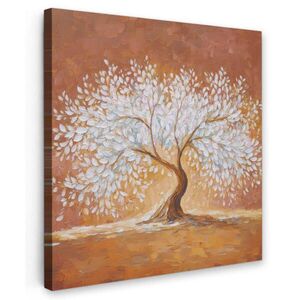 MuchoWow OBRAZ NA PLÁTNĚ Abstraktní - Strom - Bílý - Listy 20x20 cm obraz