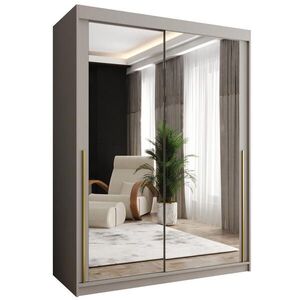 Home Collective ŠATNÍ SKŘÍŇ S POSUVNÝMI DVEŘMI se zrcadlem, šířka 150 cm, kašmírová se zlatým madlem obraz