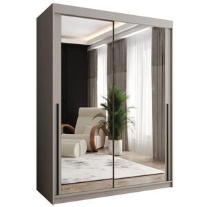 Home Collective ŠATNÍ SKŘÍŇ S POSUVNÝMI DVEŘMI se zrcadlem, šířka 150 cm, kašmírová s černým madlem obraz