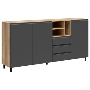 Carryhome ŠIROKÁ KOMODA, barvy grafitu, barvy dubu, 180/90/39, 9 cm obraz