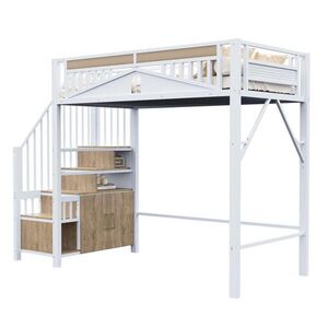 FLIEKS VYVÝŠENÁ POSTEL 90x200 cm Bílá Kov Žebřík Skříň obraz
