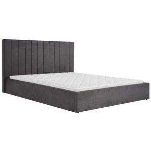 Beautysofa ČALOUNĚNÁ POSTEL Melvio, dvojlůžko 180 × 200 cm s úložným prostorem a pěnovou matrací 10 cm, tmavě šedá obraz