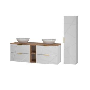 Petits-meubles KOUPELNOVÝ NÁBYTEK 140.6cm Aurora 2er-Set Bílá obraz