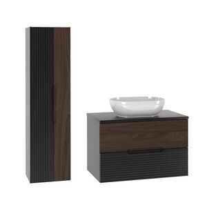 Petits-meubles KOUPELNOVÝ NÁBYTEK 80.6cm Sylla 2er-Set Černá a dřevěná obraz