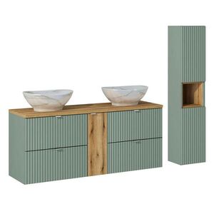 Petits-meubles KOUPELNOVÝ NÁBYTEK 140.4cm Jade 2er-Set Zelená a dřevo obraz