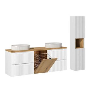 Petits-meubles KOUPELNOVÝ NÁBYTEK 160.4cm Riva 2er-Set Bílá a dřevo obraz