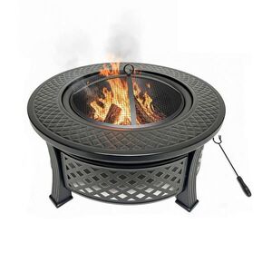 Relaxdays OHNIŠTĚ Černé ocel grilovací rošt 81 cm obraz