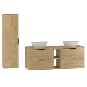 Petits-meubles KOUPELNOVÝ NÁBYTEK 140.6cm Astrid 2er-Set Dřevo obraz