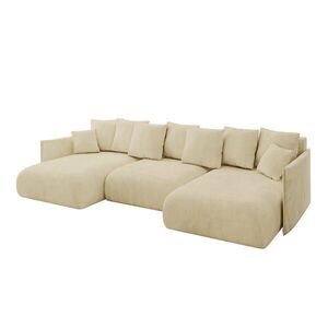 ALTDECOR SEDACÍ SOUPRAVA s funkcí lůžka a úložným prostorem pod lůžkem ONESK-U 317x177x72 béžový velur obraz
