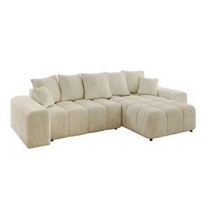 ALTDECOR ROHOVÁ SEDACÍ SOUPRAVA s otomanem vpravo ENIL-L 297x189x68 béžový velur obraz