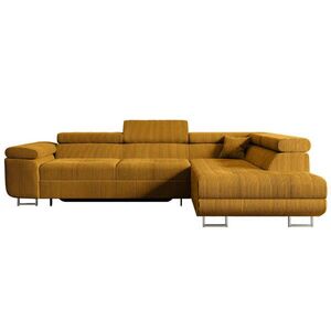 ALTDECOR ROHOVÁ SEDACÍ SOUPRAVA s funkcí lůžka a úložným prostorem GUSA-L 272x202x107 cm hořčicově žlutý manšestr obraz