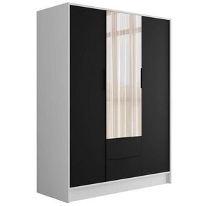 ALTDECOR ŠATNÍ SKŘÍŇ s zrcadlem a křídlovými dveřmi KOLIN 150x200 cm bílá / černá obraz