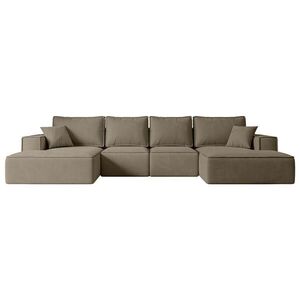 ALTDECOR SEDACÍ SOUPRAVA s funkcí lůžka a úložným prostorem pod postelí SIERRA-U-S – 349 x 161 x 87 cm, hnědá barva, velur obraz