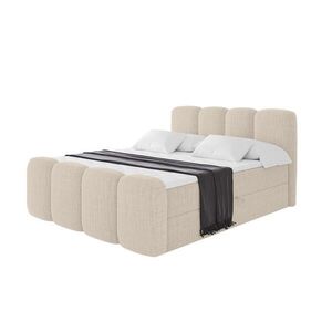 ALTDECOR AMERICKÁ postel s matrací H4 a lamelovým roštem – NINA-Z – 180 × 200 cm – béžová obraz