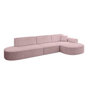 ALTDECOR ROHOVÁ SEDACÍ SOUPRAVA s otomanem vpravo MARI-L2 – 328 × 171 × 79 cm, růžový manšestr obraz