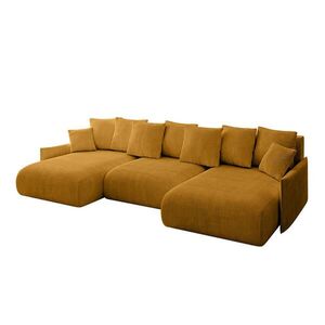 ALTDECOR SEDACÍ SOUPRAVA s funkcí lůžka a úložným prostorem pod postelí ONESK-U-v1 317x177x72 hořčicově žlutá manšestr obraz