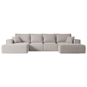 ALTDECOR SEDACÍ SOUPRAVA s funkcí lůžka a úložným prostorem pod postelí SIERRA-U-S – 349 x 161 x 87 cm, světle hnědá barva velur obraz