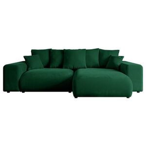 ALTDECOR ROHOVÁ SEDACÍ SOUPRAVA s otomanem vpravo ESKAR-L 266x176x72 tmavě zelený manšestr obraz
