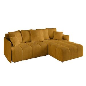 ALTDECOR ROHOVÁ SEDACÍ SOUPRAVA s otomanem vpravo LONLI-L 251x189x68 curry žlutá manšestr obraz