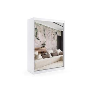 ALTDECOR ŠATNÍ SKŘÍŇ se zrcadlovými posuvnými dveřmi a hliníkovými lamelami, LED osvětlení - DEBI - 120 cm bílá obraz