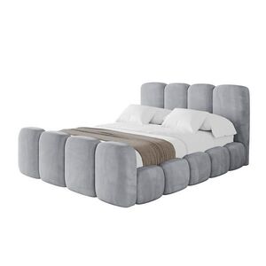 ALTDECOR ČALOUNĚNÁ POSTEL s úložným prostorem, zánožím a lamelovým roštem, americká postel bez matrace – KALA-Z 180x200 světle šedá obraz