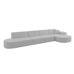 ALTDECOR ROHOVÁ SEDACÍ SOUPRAVA s otomanem vpravo MARI-L3 – 413 × 171 × 79 cm světle šedá buklé obraz