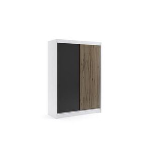 ALTDECOR ŠATNÍ SKŘÍŇ VILAN s lamelami/LED – 150 cm – bílá | dub wotan obraz