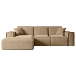 ALTDECOR ROHOVÁ SEDACÍ SOUPRAVA s otomanem vlevo SERRA-L – 266 × 169 × 80 cm, béžový velur obraz
