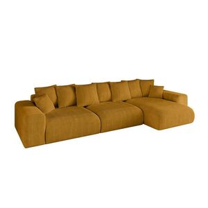 ALTDECOR ROHOVÁ SEDACÍ SOUPRAVA s otomanem vpravo ESKAR-L2 364x176x72 curry žlutá manšestr obraz