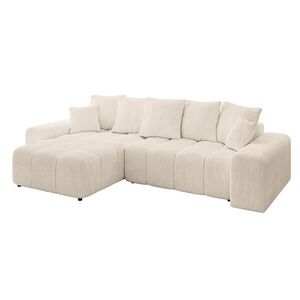 ALTDECOR ROHOVÁ SEDACÍ SOUPRAVA s otomanem vlevo ENIL-L 297x189x68 béžový manšestr obraz