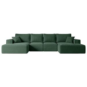 ALTDECOR SEDACÍ SOUPRAVA s funkcí lůžka a úložným prostorem SIERRA-U-S – 349 x 161 x 87 cm, zelený manšestr obraz