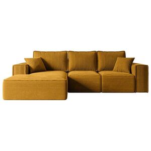 ALTDECOR ROHOVÁ SEDAČKA s funkcí lůžka a úložným prostorem SERRA-L-S – 266 x 161 x 87 cm hořčicově žlutá barva manšestru obraz