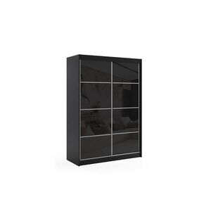 ALTDECOR ŠATNÍ SKŘÍŇ s posuvnými dveřmi Lacobel a hliníkovými lamelami – VIVONA – 120 cm, černá obraz