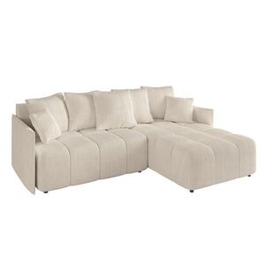ALTDECOR ROHOVÁ SEDACÍ SOUPRAVA s otomanem vpravo LONLI-L 251x189x68, béžový manšestr obraz