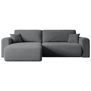 ALTDECOR ROHOVÁ SEDACÍ SOUPRAVA s funkcí lůžka a úložným prostorem ORRO-L – 272 x 145 x 83 cm, tmavě šedý manšestr obraz