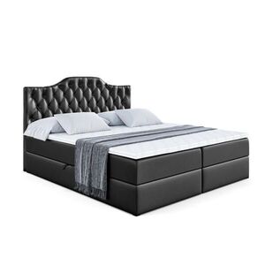 ALTDECOR AMERICKÁ postel s matrací H3 a lamelovým roštem – VILA-1 – 140 × 200 cm, vysoce lesklá černá obraz