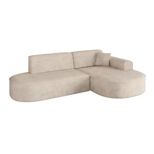 ALTDECOR ROHOVÁ SEDACÍ SOUPRAVA s otomanem vpravo MARI-L1 – 243 × 171 × 79 cm, béžový velur obraz