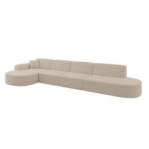 ALTDECOR ROHOVÁ SEDACÍ SOUPRAVA s otomanou vlevo MARI-L3 – 413 × 171 × 79 cm, tmavě béžový buklé obraz