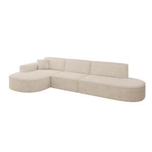 ALTDECOR ROHOVÁ SEDACÍ SOUPRAVA s otomanem vlevo MARI-L2 – 328 × 171 × 79 cm, béžová varianta veluru obraz