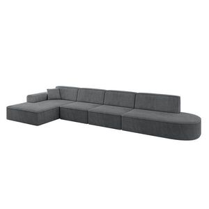 ALTDECOR ROHOVÁ SEDACÍ SOUPRAVA s otomanem vlevo IREA-L3-v3 – 412 × 165 × 77 cm tmavě šedá obraz