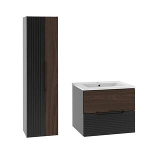 Petits-meubles KOUPELNOVÝ NÁBYTEK 60cm Sylla 2er-Set Černá a dřevěná obraz