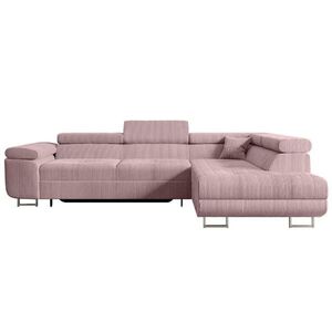ALTDECOR ROHOVÁ SEDACÍ SOUPRAVA s funkcí lůžka a úložným prostorem GUSA-L 272x202x107 cm růžová manšestr obraz