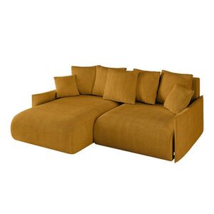 ALTDECOR ROHOVÁ SEDAČKA s otomanem vlevo ONESK-L -v1 216x177x72 hořčicově žlutý manšestr obraz