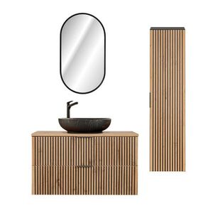 Petits-meubles KOUPELNOVÝ NÁBYTEK 100.6cm Gaia 2er-Set Dubové dřevo a černá barva obraz
