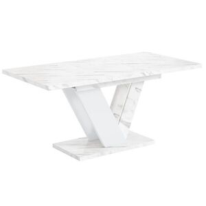 ALTDECOR VÝSUVNÝ jídelní stůl 120–160 × 80 × 75 cm – Bianco Marble / White – CLASI obraz